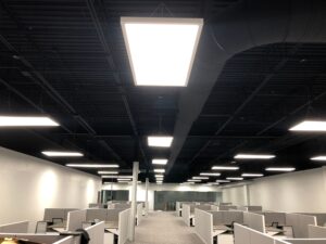 Lighting fixtures in office building. 